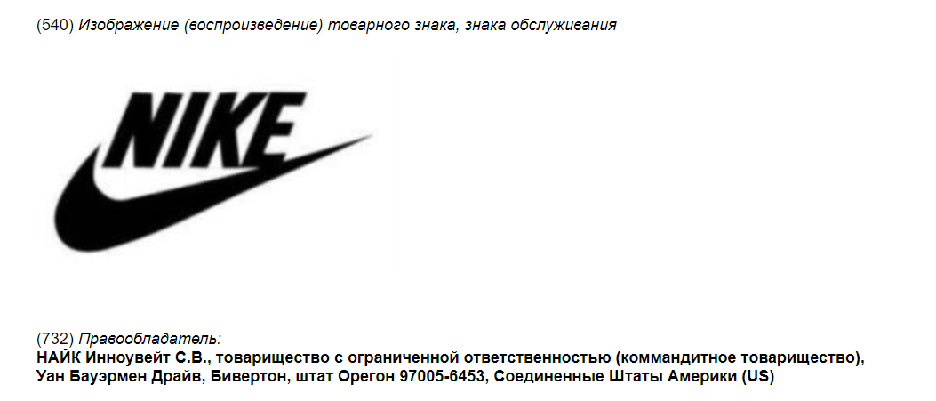 Товарный знак Nike