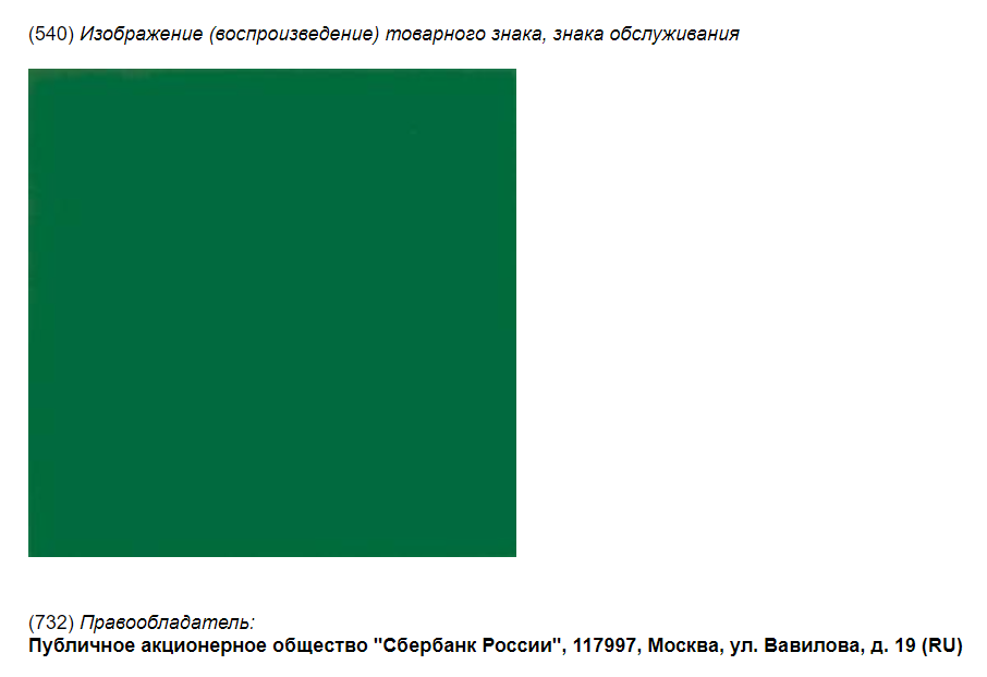 Товарный знак Сбербанка России